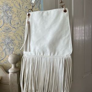 Brand new never used white fringed studded purse